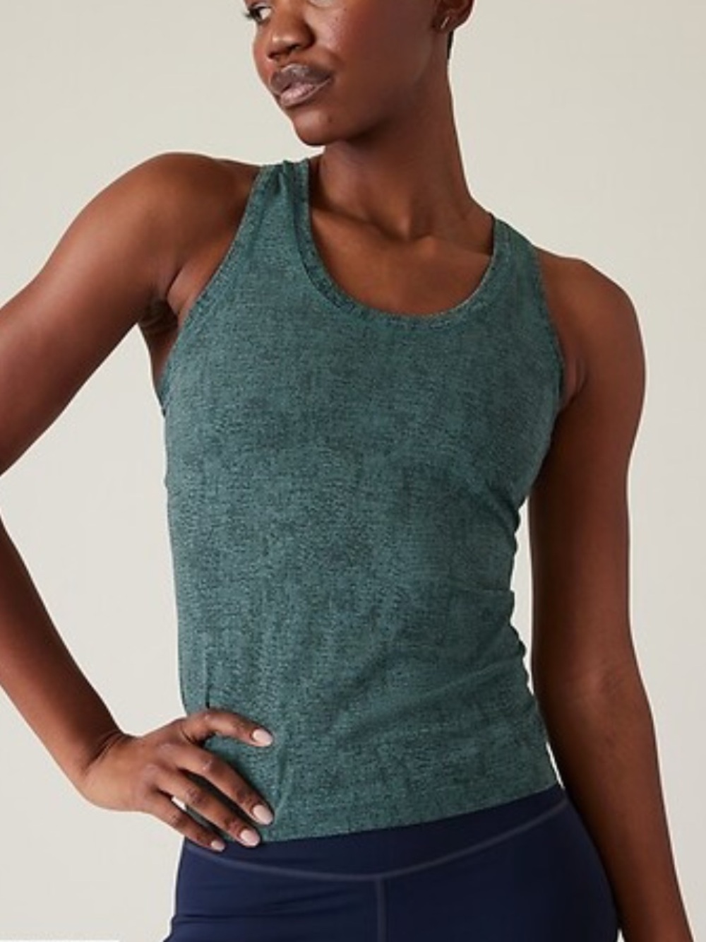 Athleta Momentum Seamless Tank Gripper Bottom Racerback Dark Teal XS